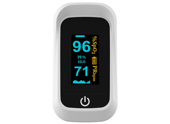 IntiMD OXYO Fingertip Pulse Oximeter Pulse Rate PR Blood Oxygen Saturation Perfusion Index for Sports or Aviation use only Portable OLED Digital Display with Lanyard SpO2 1 Unit in Orange 